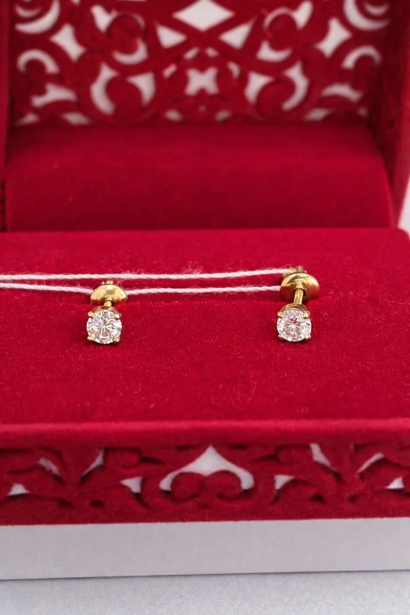 Пусеты из красного золота 585 пробы СП4-0507 с бриллиантами