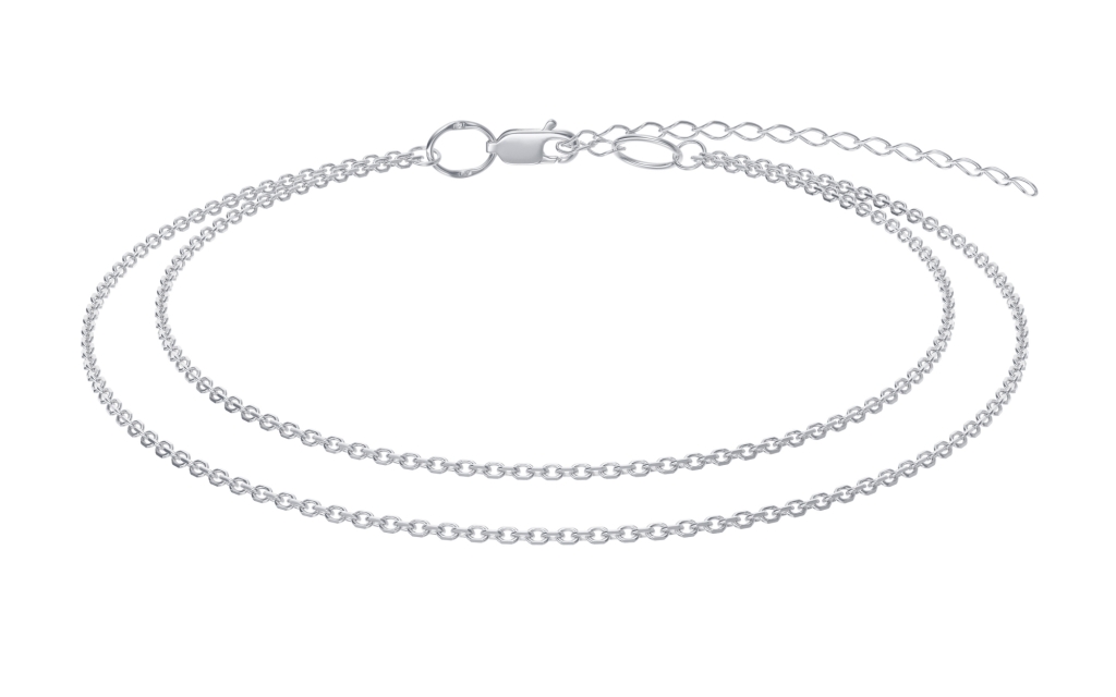 Браслет из родированого серебра 925 пробы НБ22-420-3 д. 0,4  , плетение: кобра из 2-х цепочек