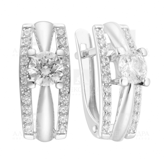 Серьги с английским замком женские из белого золота 585 пробы кл2747а-62