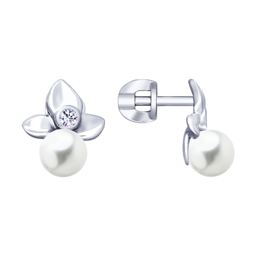 Пусеты из родированого серебра 925 пробы 94023198