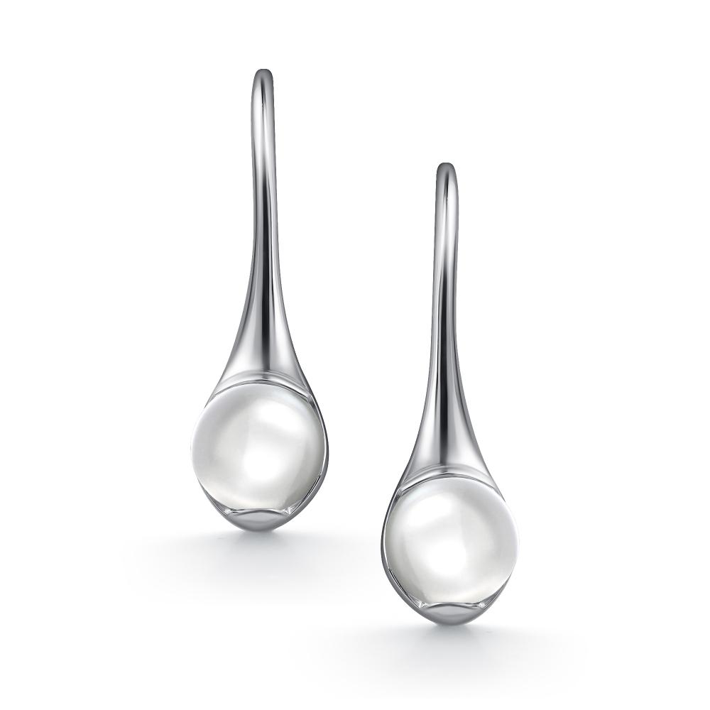 Серьги на петле женские из родированого серебра 925 пробы 02-4821/00ГХ-00 с горным хрусталем