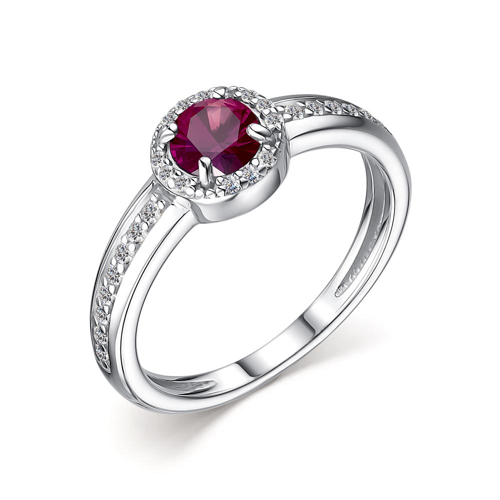 Кольцо из родированого серебра 925 пробы 01-2209/000Р-00 с рубином
