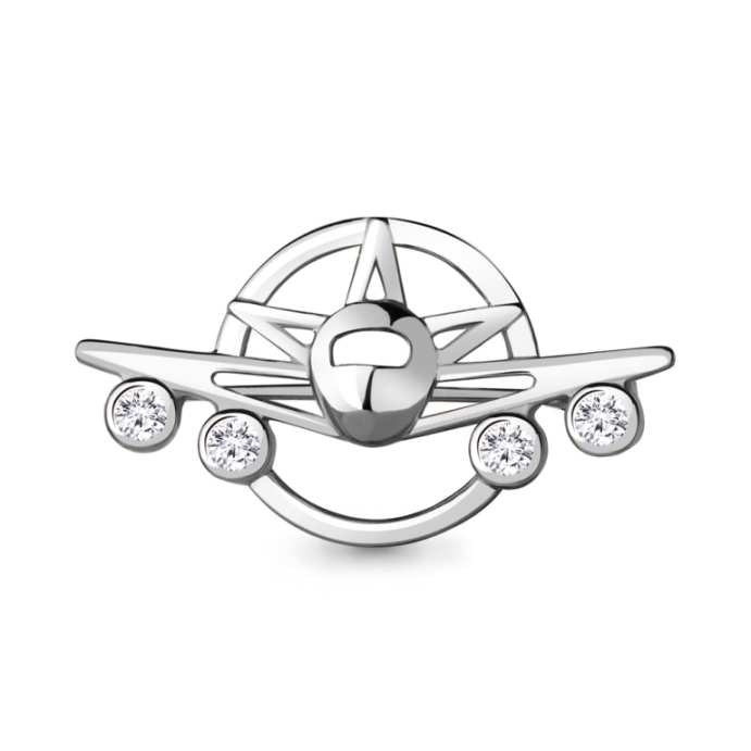 Брошь из родированого серебра 925 пробы 77367А