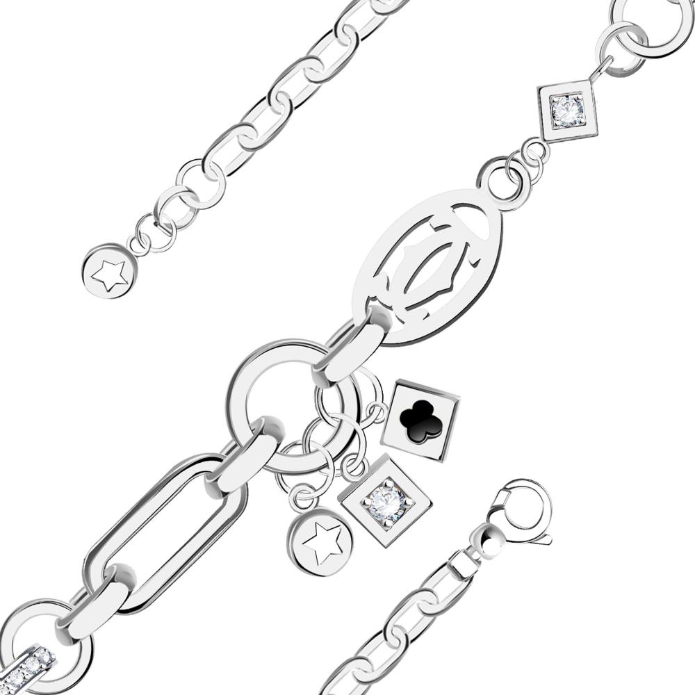 Браслет из родированого серебра 925 пробы с070243