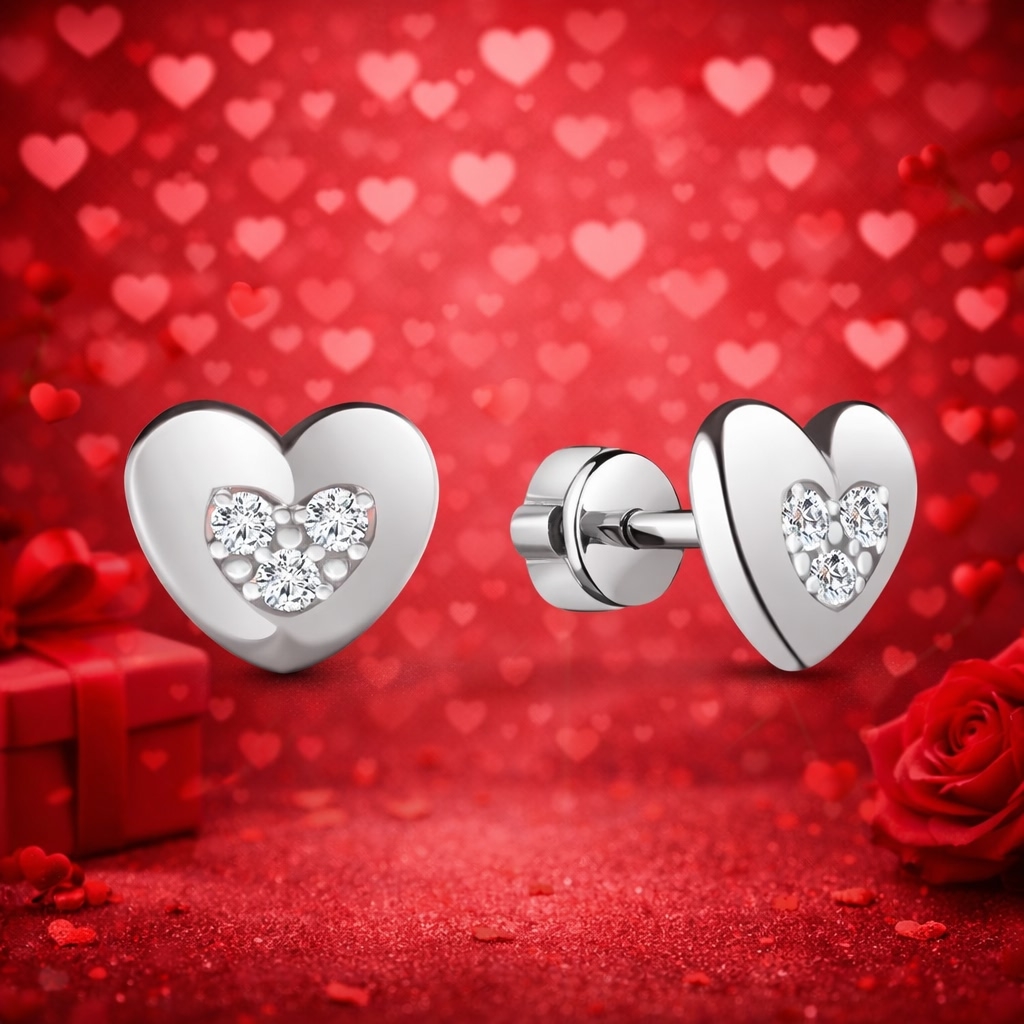 Пусеты из родированого серебра 925 пробы 46459А