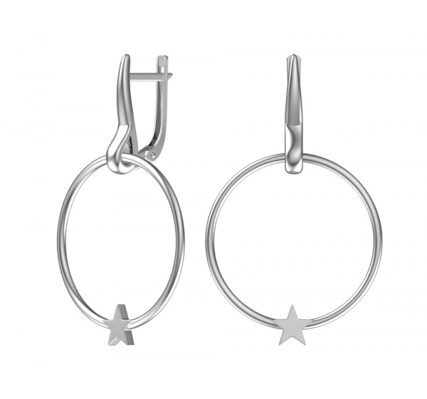 Серьги с английским замком женские из родированого серебра 925 пробы 0221483-00245