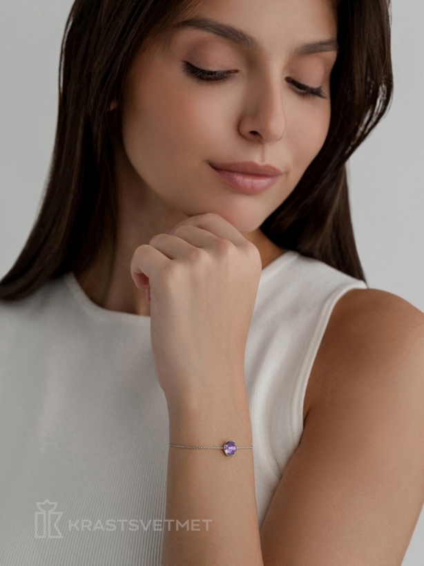 Браслет из родированого серебра 925 пробы НБ22-2102К1-3 д. 0,3  , плетение: кобра