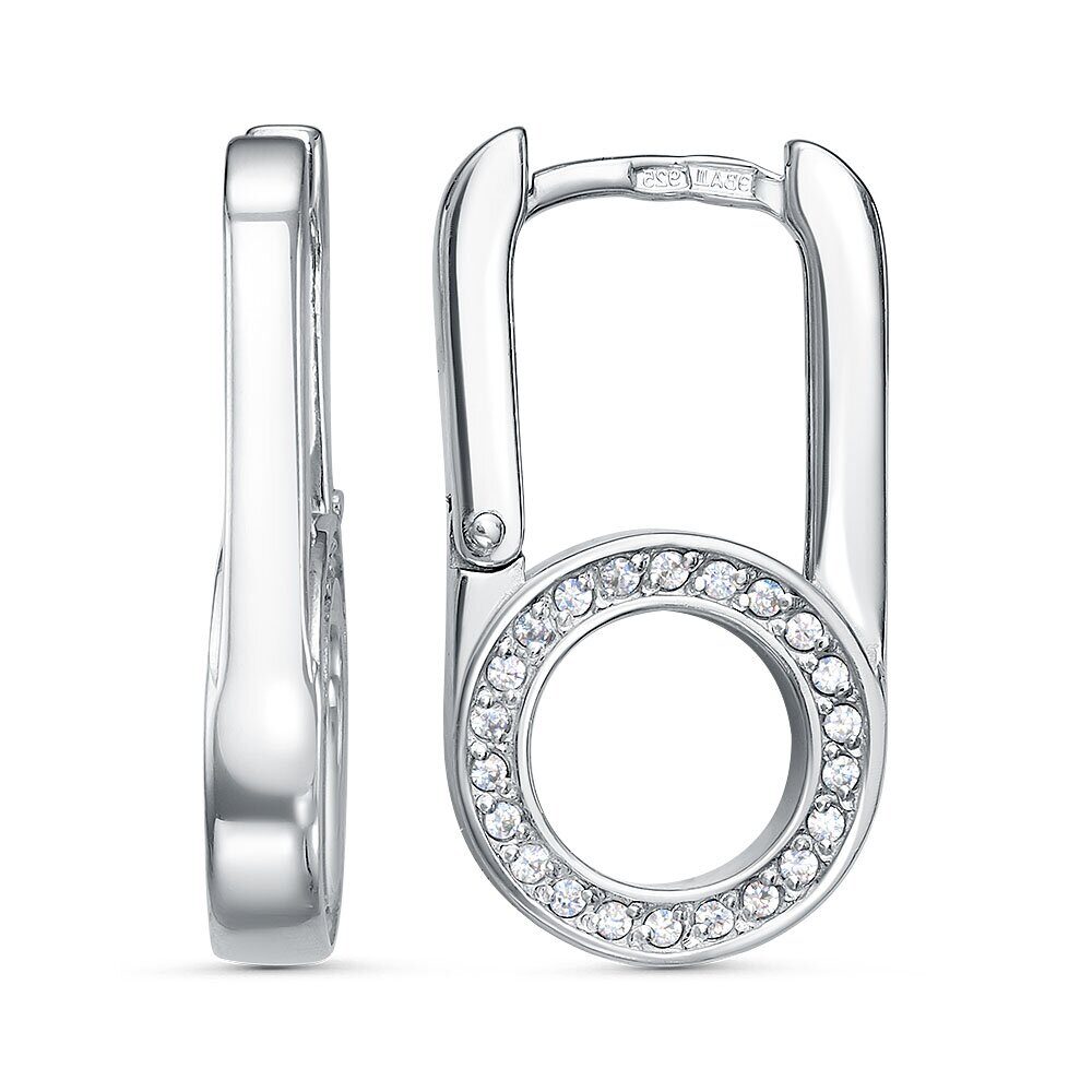 Серьги с английским замком женские из родированого серебра 925 пробы 3101028587