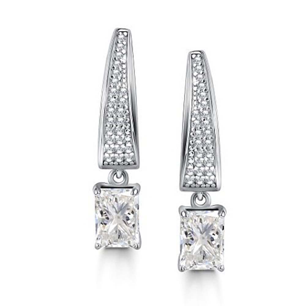 Серьги с английским замком женские из родированого серебра 925 пробы 02-4421/00ГХ-00