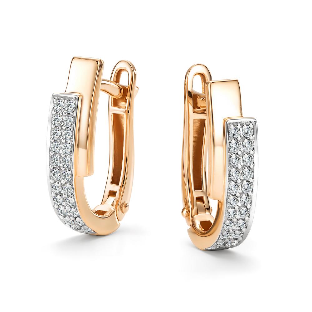 Серьги с английским замком женские из красного золота 585 пробы 27175-100