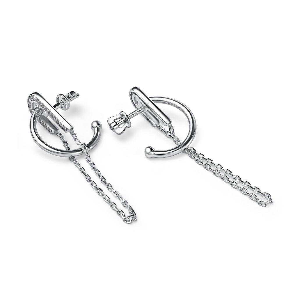 Пусеты из родированого серебра 925 пробы 02-5176/00КЦ-00