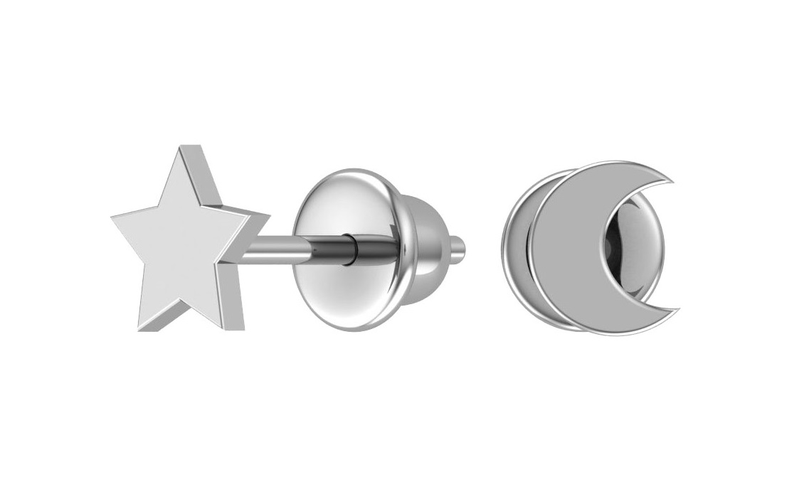 Пусеты из родированого серебра 925 пробы 6001244-00245