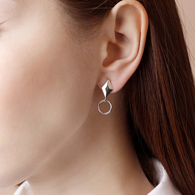 Пусеты из родированого серебра 925 пробы 6001494-00245