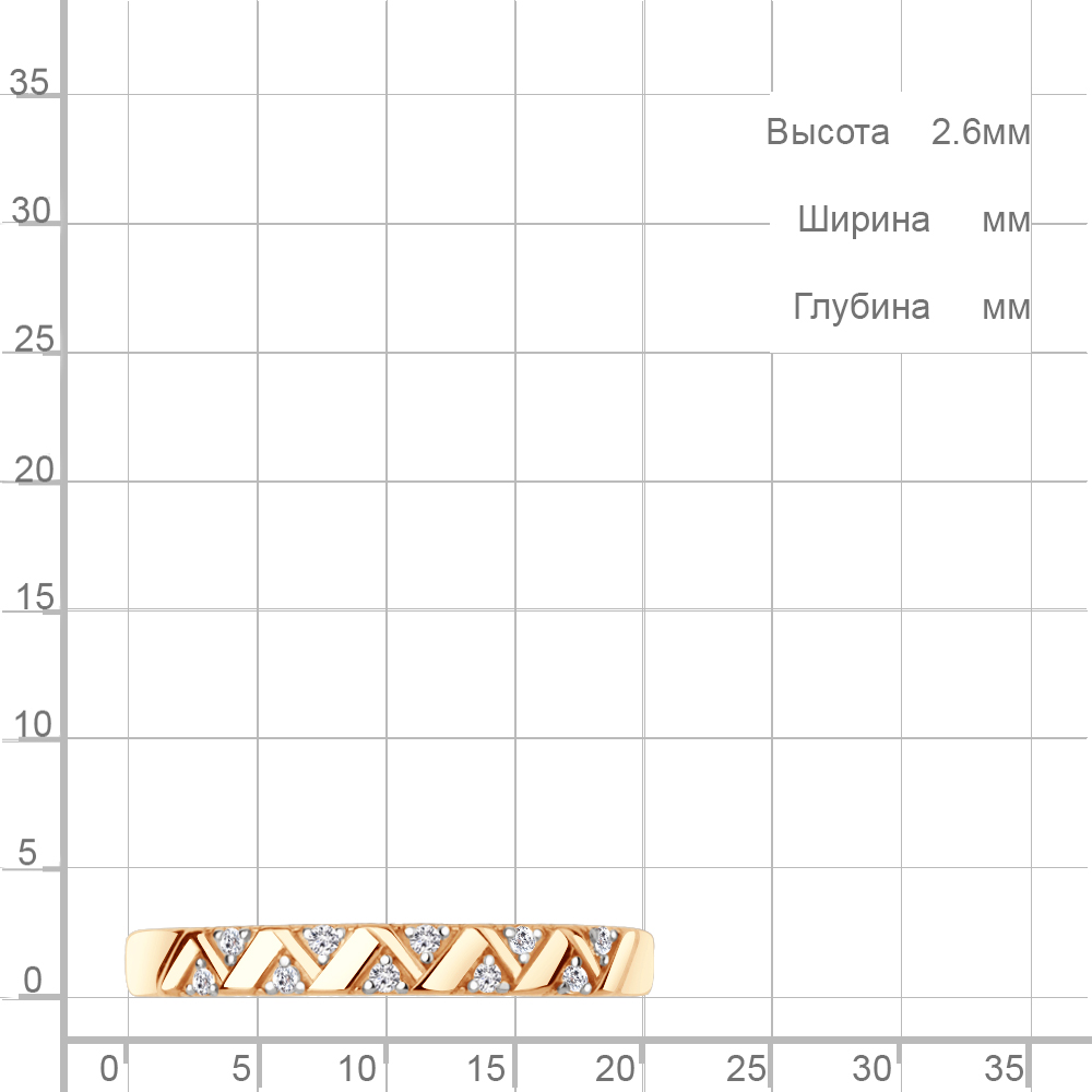 Кольцо из красного золота 585 пробы 600703А с фианитами