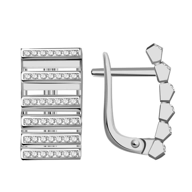 Серьги женские из родированого серебра 925 пробы с120889