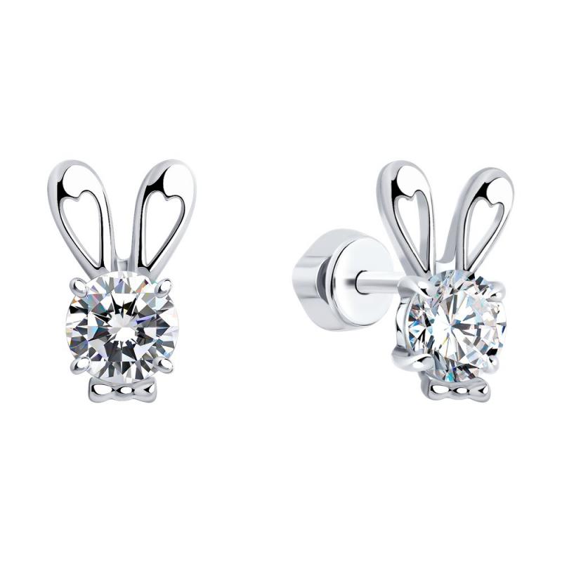 Пусеты из родированого серебра 925 пробы 94025919