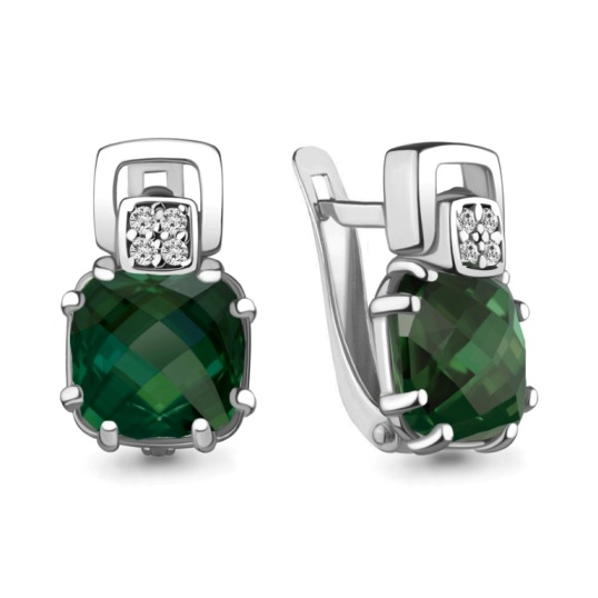 Серьги с английским замком женские из родированого серебра 925 пробы 4742799А