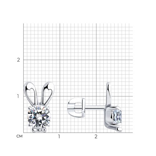 Пусеты из родированого серебра 925 пробы 94025919