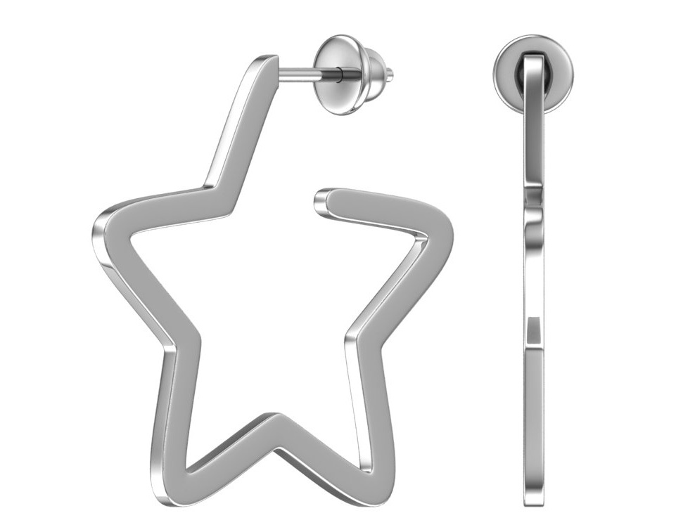 Пусеты из родированого серебра 925 пробы 6001419-00245