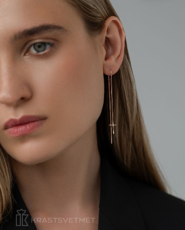 Серьги протяжки женские из красного золота 585 пробы НС12-1839