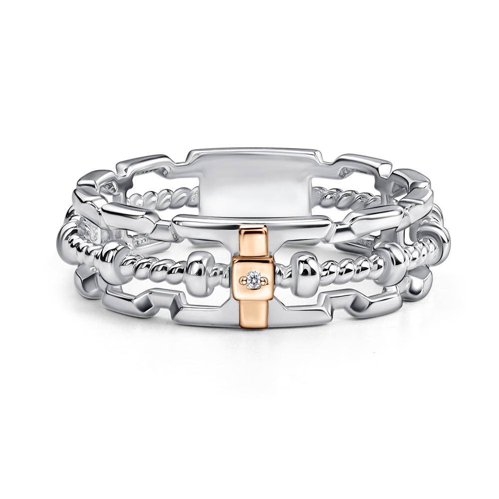 Кольцо из родированого серебра 925 пробы 01-4872/000Б-00 и бриллиантом