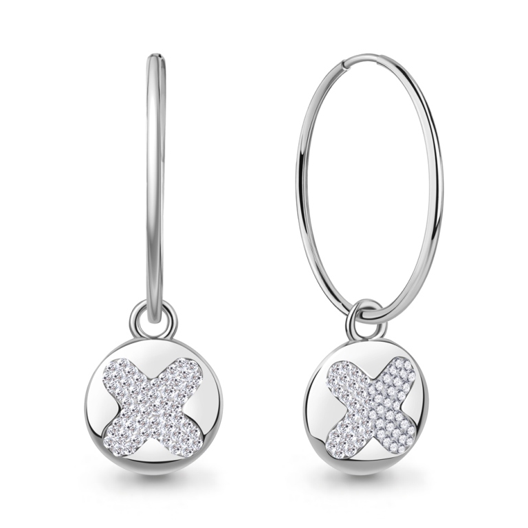 Серьги конго женские из родированого серебра 925 пробы 49570