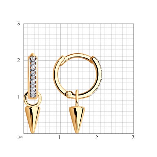 Серьги конго из позолоченого серебра 925 пробы 93022244