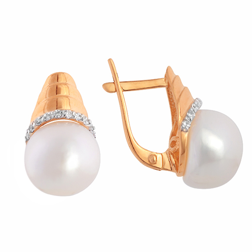 Серьги женские из красного золота 585 пробы кл1050а-10 и фианитами