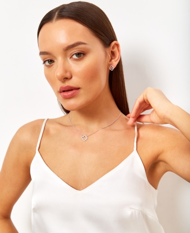 Колье из родированого серебра 925 пробы 0320436-00775