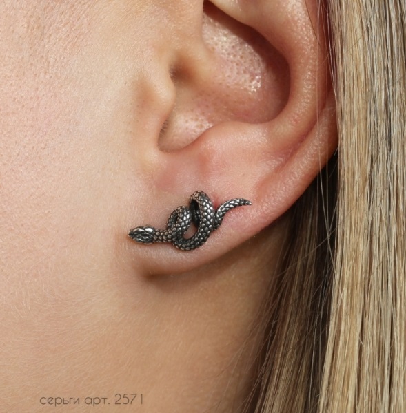 Серьги из серебра 2571 Змейка