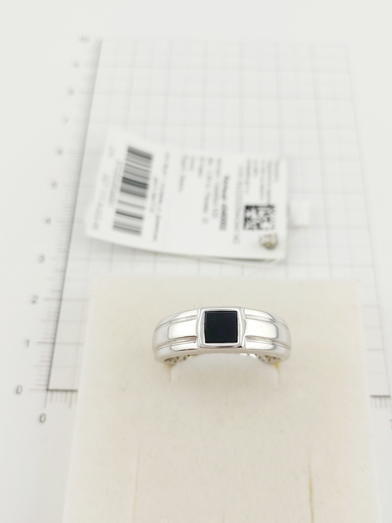 Печатка из родированого серебра 925 пробы с040002