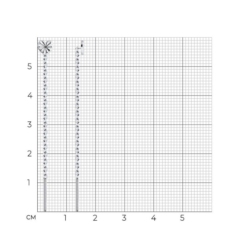 Серьги протяжки женские из родированого серебра 925 пробы 94021807