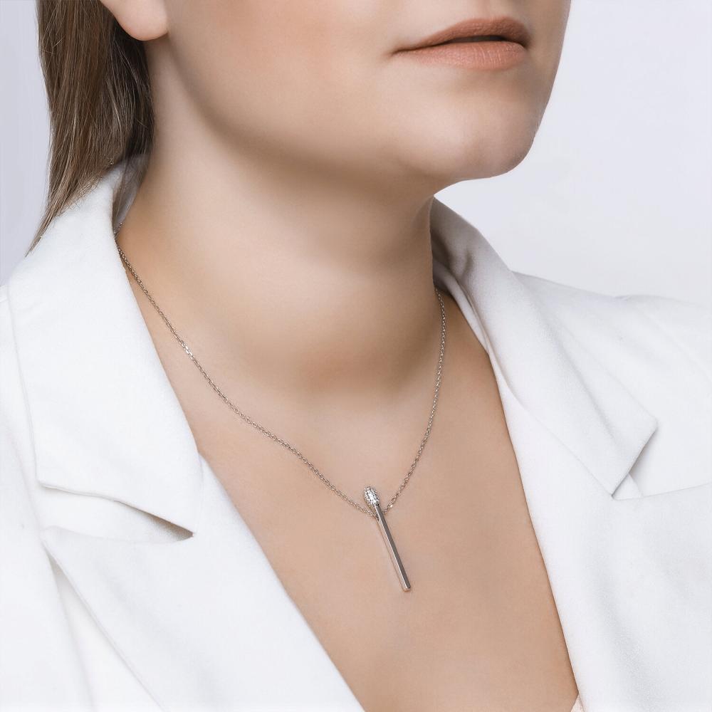 Колье из родированого серебра 925 пробы 94070343