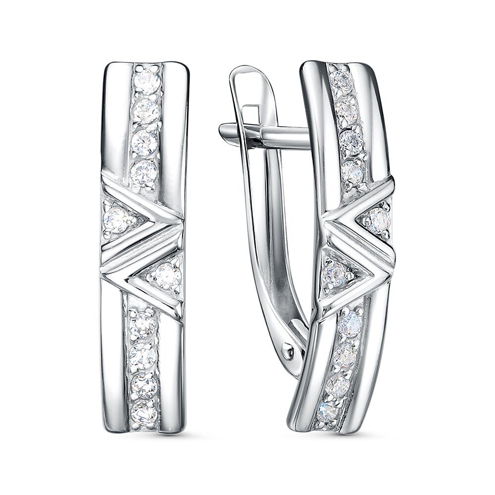 Серьги с английским замком женские из родированого серебра 925 пробы 3101028744