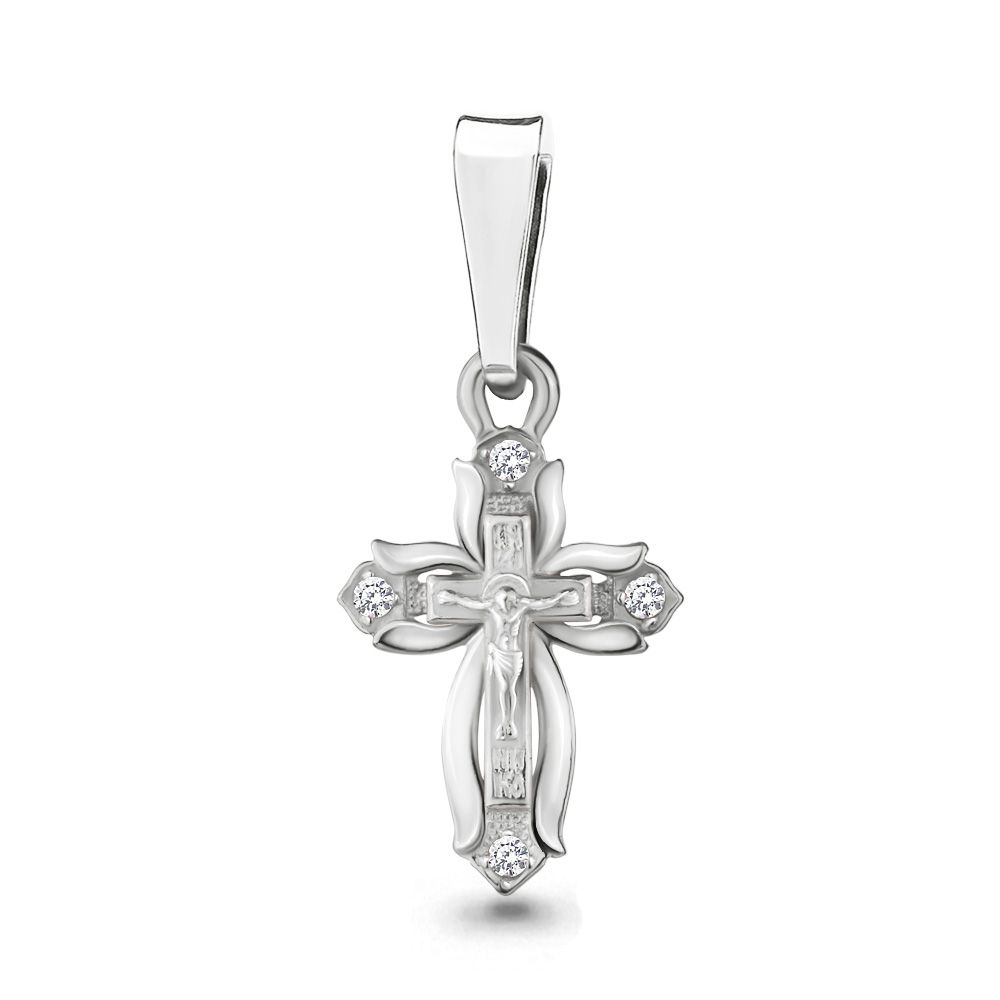 Крест из родированого серебра 925 пробы 20478А