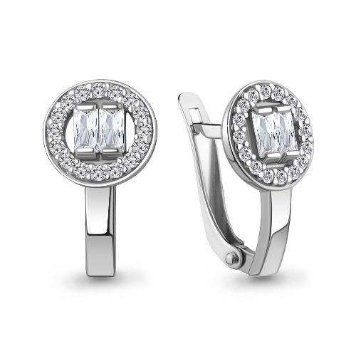 Серьги с английским замком женские из родированого серебра 925 пробы 49901А