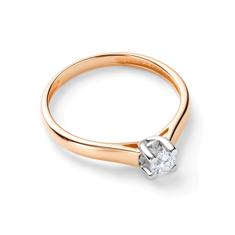 Кольцо из красного золота 585 пробы 13997-100 с бриллиантом