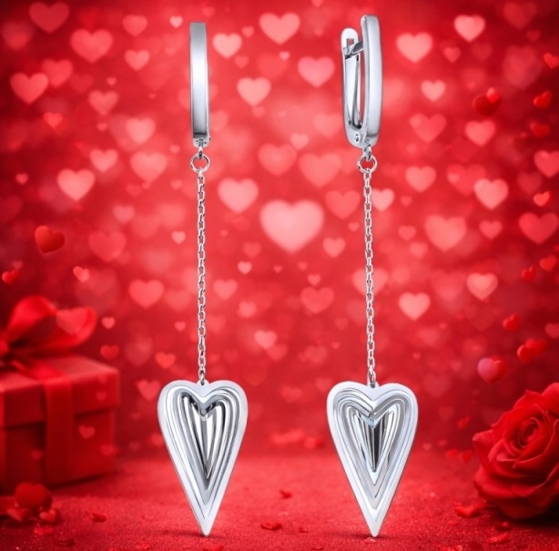 Серьги женские из родированного серебра 925 пробы с120863