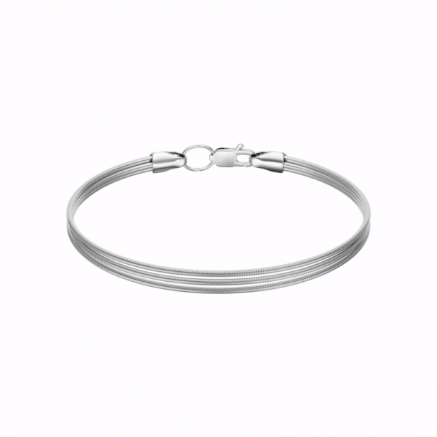 Браслет из родированого серебра 925 пробы НБ22-560-3 д. 0,3  , плетение: снейк 3 пряди