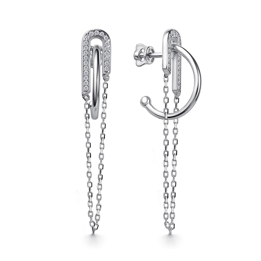 Пусеты из родированого серебра 925 пробы 02-5176/00КЦ-00