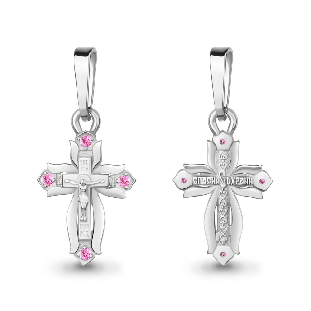 Крест из родированого серебра 925 пробы 20478В