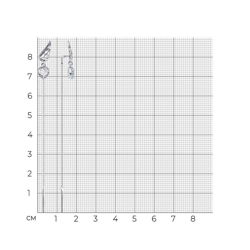 Серьги протяжки из родированого серебра 925 пробы 94025041