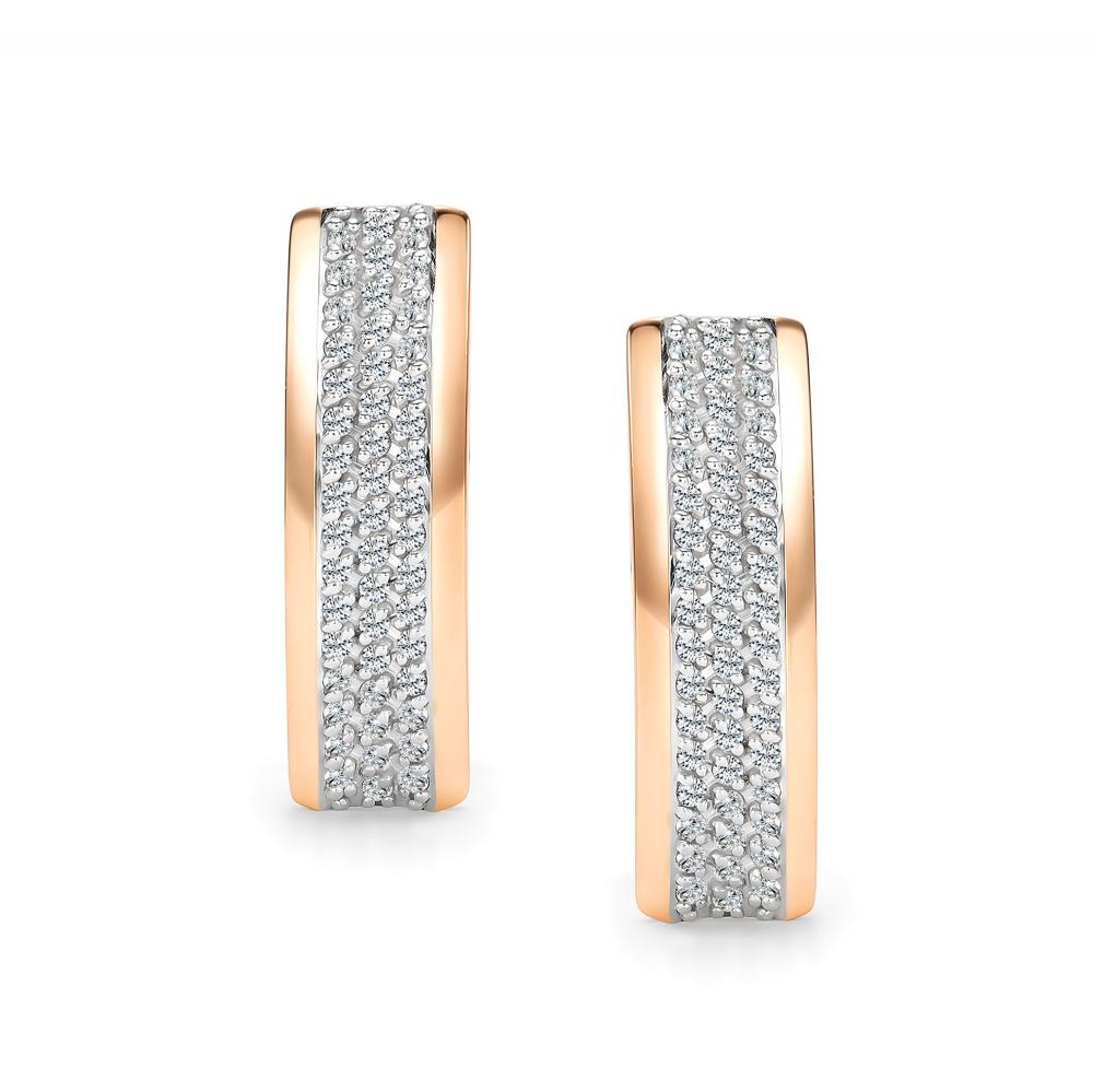 Серьги с английским замком женские из красного золота 585 пробы 27248-100 с бриллиантами