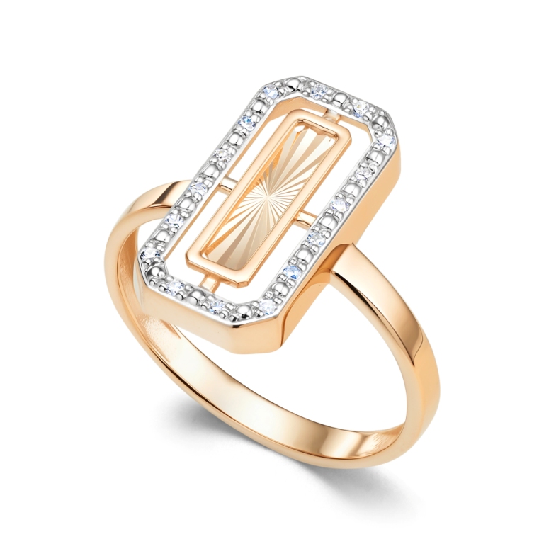 Кольцо из красного золота 585 пробы 16574-100 с бриллиантами