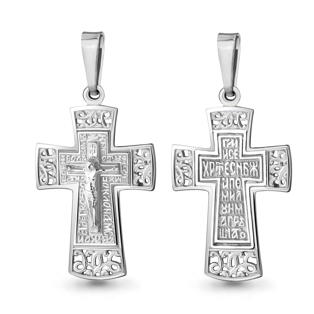 Крест из родированного серебра 925 пробы 11956