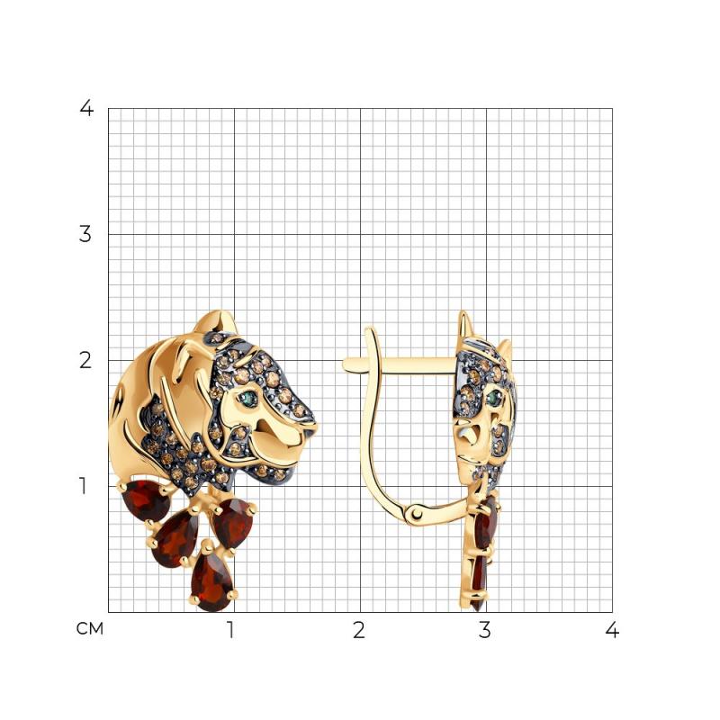 Серьги с английским замком женские из красного золота 585 пробы 727571