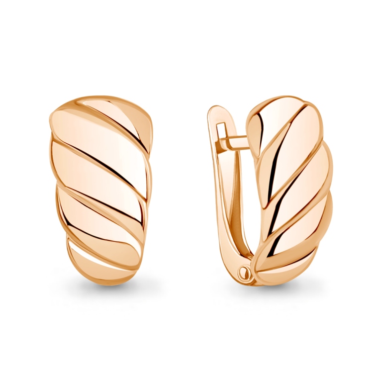 Серьги с английским замком женские из красного золота 585 пробы 34775