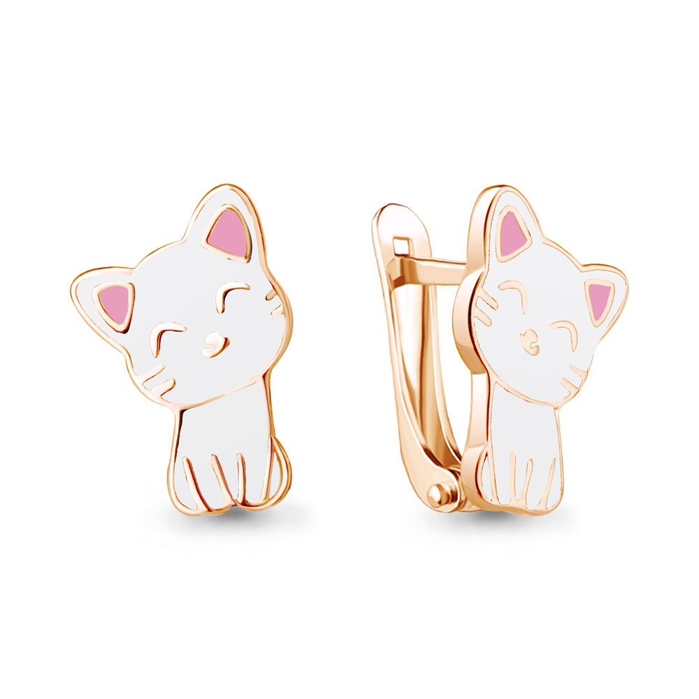 Серьги с английским замком детские из серебра 925 пробы 34312  Золочение