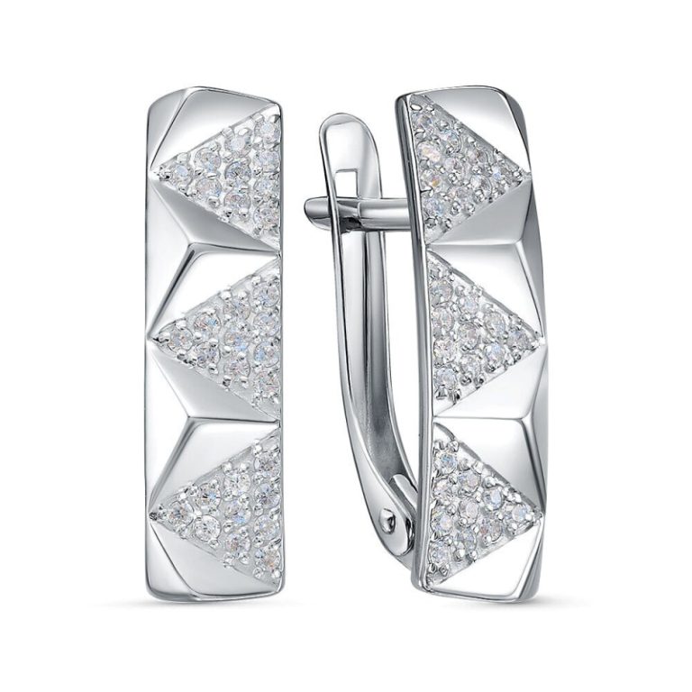 Серьги с английским замком женские из родированого серебра 925 пробы 3101028544