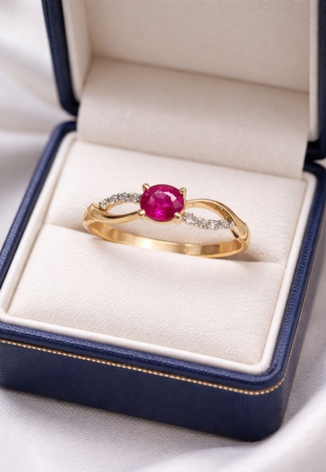 Кольцо из красного золота 585 пробы 11341-103 с рубином и бриллиантами